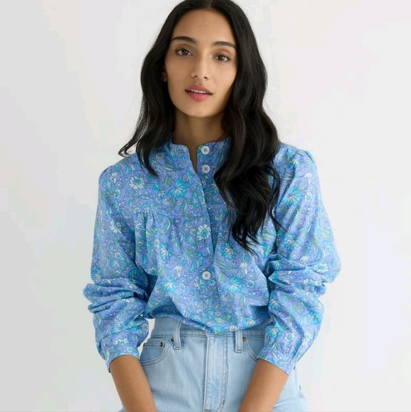 J. Crew Tops - J. Crew Blue Floral Blouse